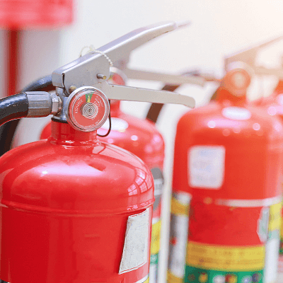 Fire Extinguisers Lined Up